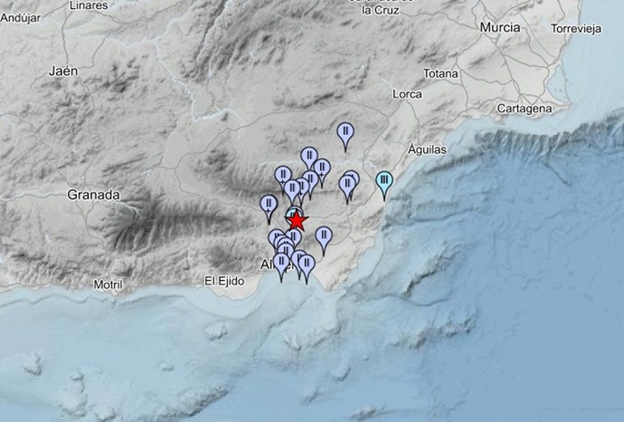 Registrado un nuevo terremoto de magnitud 2.8 en Almer&iacute;a