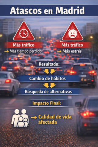 Cómo los atascos en Madrid influyen en la elección del transporte y en la calidad de vida
