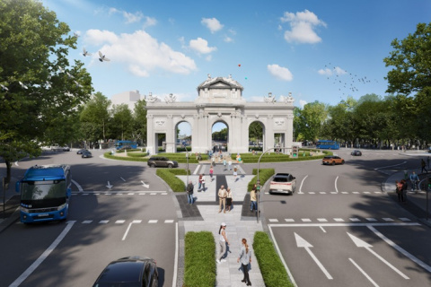 El Ayuntamiento reduce a dos carriles por sentido la circulación entre Cibeles y Puerta de Alcalá
